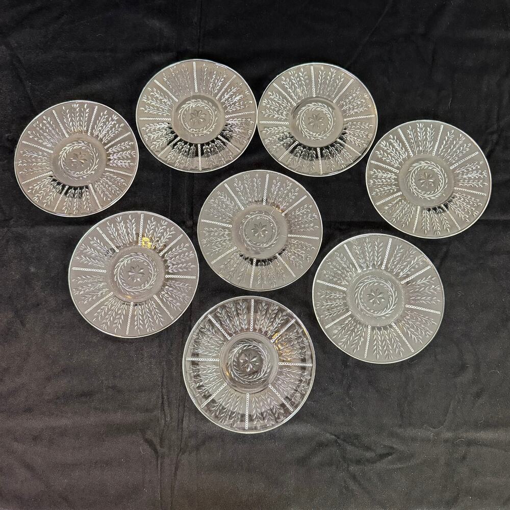 Vintage Federal Glass Wheat and Star Clear Bread & Butter Plates Set of 8